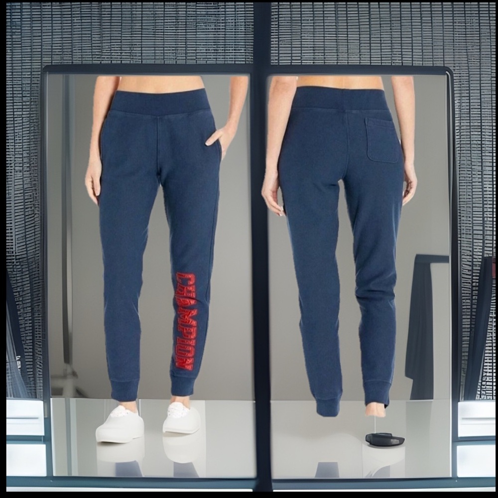 CHAMPION ATHLETIC VINTAGE WASH REVERSE NAVY BLUE Weavee W/Sewn Patch’s On Jogger